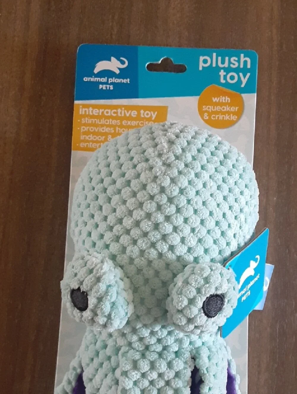 Sqeak And Crinkle Animal Planet Pets Plush Octopus Toy - Light Aqua & Purple
